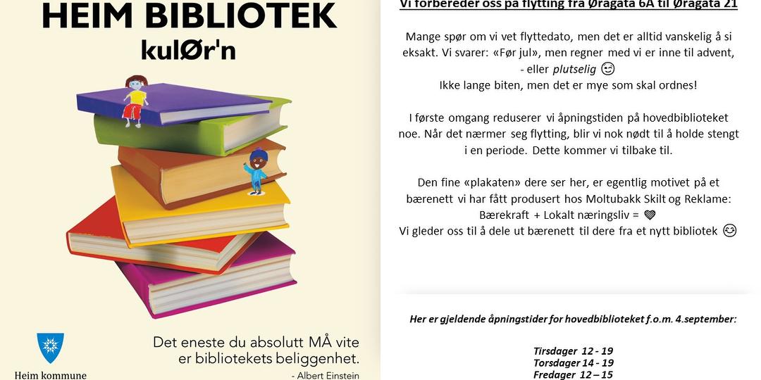 Bilde/illustrasjon for Biblioteket: Vi forbereder oss på flytting fra Øragata 6A til Øragata 21