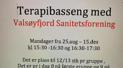 Bilde/illustrasjon for Terapibasseng bevegelse i vann , ENDRET TIDSPUNKT Terapibasseng bevegelse i vann , ENDRET TIDSPUNKT